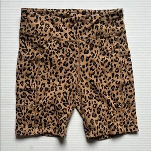 J. Crew Leopard Print Bike Shorts in Tan/Black